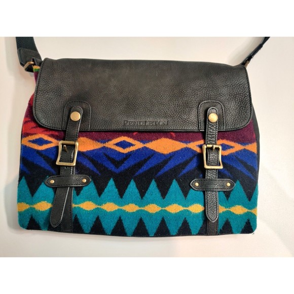 Pendleton Handbags - Pendleton Wool Native American Design Messenger Bag,Turquoise, Laptop Sleeve Bag